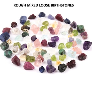 Natural Raw Rough Mixed Birthstone Loose Gemstones, 8-12mm Loose Gemstones, January To December Birthstones, Mixed Lot Of Birthstones