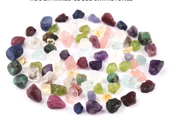 Natural Raw Rough Mixed Birthstone Loose Gemstones, 8-12mm Loose Gemstones, January To December Birthstones, Mixed Lot Of Birthstones
