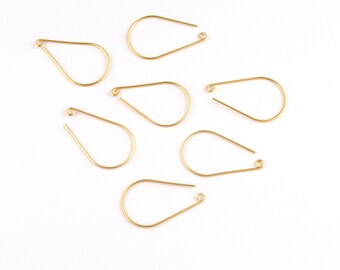 Brass Hook Ear-Wires Earrings Gold Plated Ear Wires, Long Ear Wire Fish Hook, DIY Earring Findings, Gold Wire Hooks For Earring Making