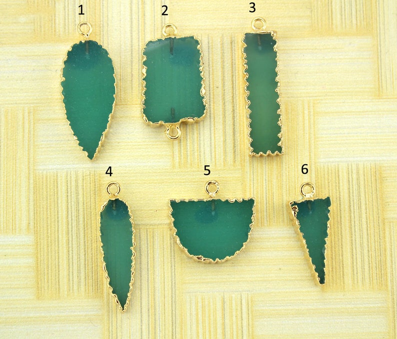 Wholesale LOT Of Hot Multi-Shapes Natural Aqua Chalcedony 24K Gold Electroplated Single /& Double Bail Gemstone Connector