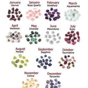 Natürliche rohe Rohsteine Birthstone lose Edelsteine, 8-12 mm lose Edelsteine, lose Birthstones von Januar bis Dezember, Granat Rosenquarz Edelstein