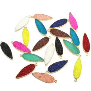Stylish Pear Shape Natural Sugar Druzy 24k Gold Electroplated Components Pairs For Making Earrings DIY Earrings Pairs Connector Jewelry