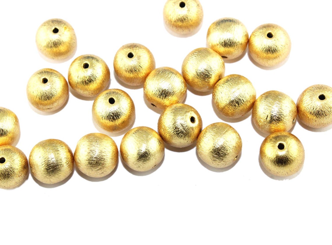 Round Ball Beads 12mm Round Gold Plated Matte Finish Beads Etsy