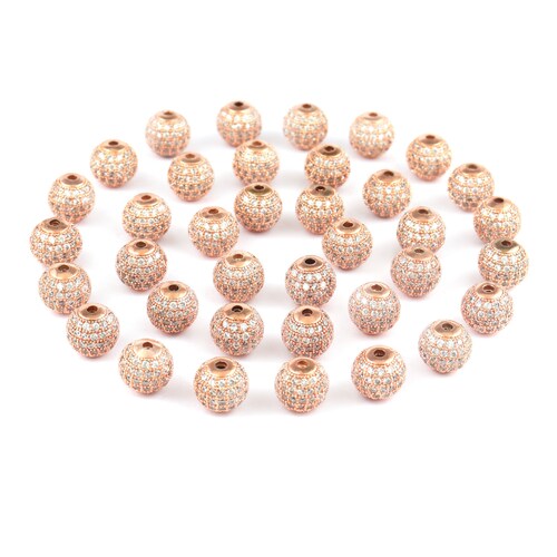 6mm Round Rose Gold Plated Beads Rose Gold CZ Quartz Spacer Etsy