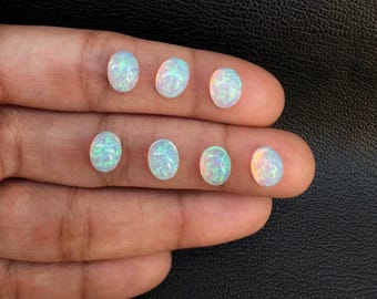 Cabujones de ópalo etíope natural, ovalados, de 6 x 8 mm, para la fabricación de joyas, 7 piezas.