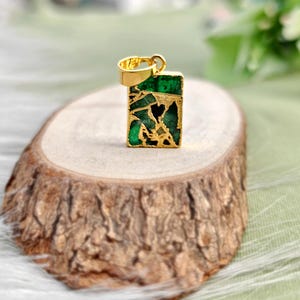 Ciondoli con ciondolo in giada rubino e turchese Mohave, a forma rettangolare, placcati in oro, per la creazione di collane di gioielli