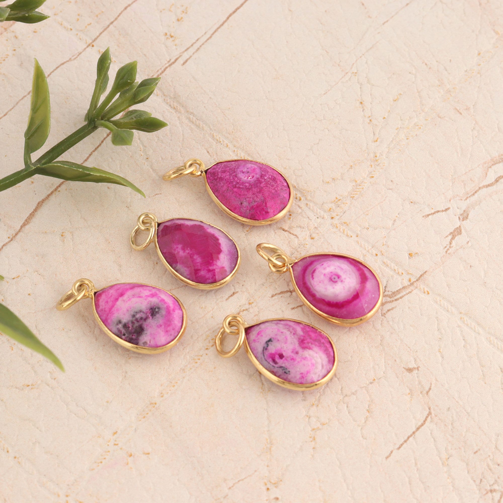 Dainty Pink Solar Quartz Pendant Charms