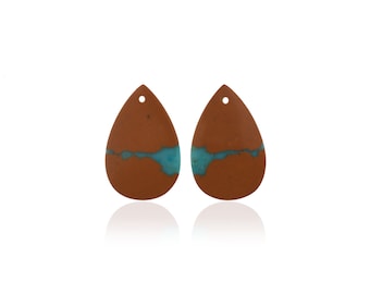 Par de aretes de turquesa Royston Ribbon: joyería artesanal con piedras preciosas de forma de pera