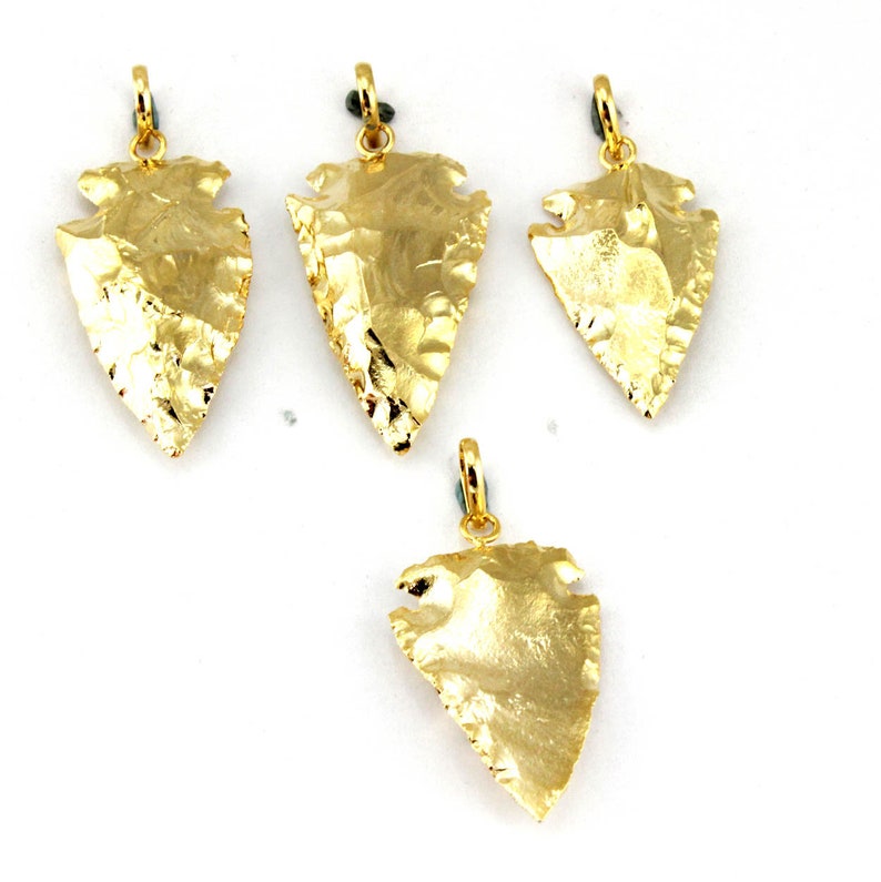 Natural Agate Gemstone Arrowhead Pendants Charm 24K GOLD Dipped Arrowhead Pendant 50mm Arrow head Gemstone Jewelry Making Supplies