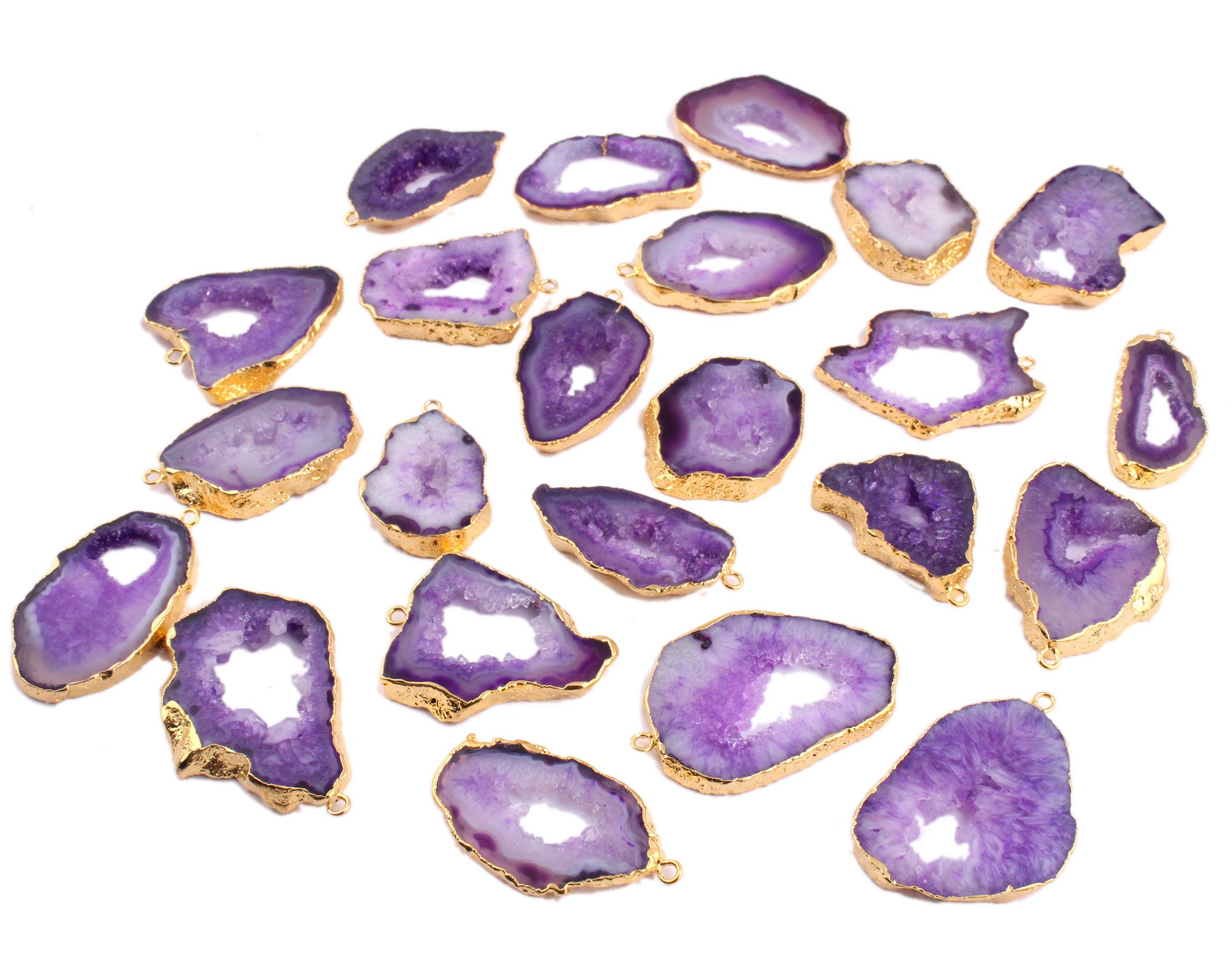 DIY Purple Geode Connectors Natural Geode Gray Geode Slice Etsy