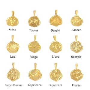 Zodiac Sign Pendant For Necklace Making, Gold Plated Zodiac Charms Pendant For Virgo Zodiac, By Birth Month Zodiac Charm Selling One Piece