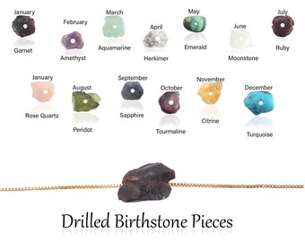 Raw Birthstone Nugget Stones: 3mm Drilled Rough Gemstone for DIY Jewelry Making