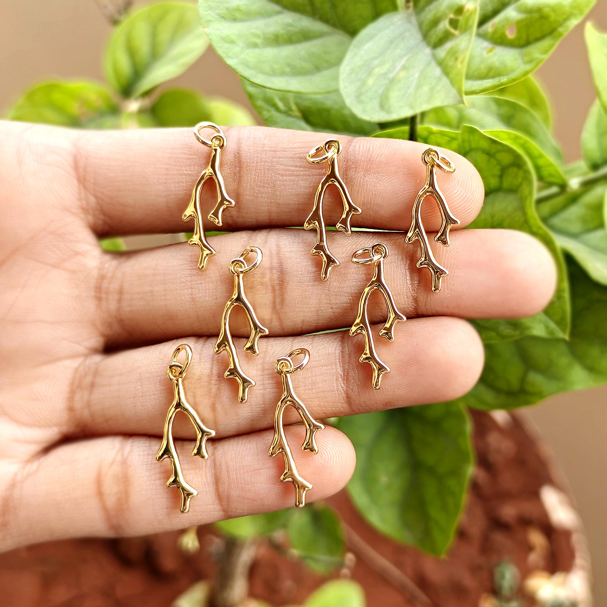 18k Gold Filled Branch Pendant Charms Bracelet Necklace