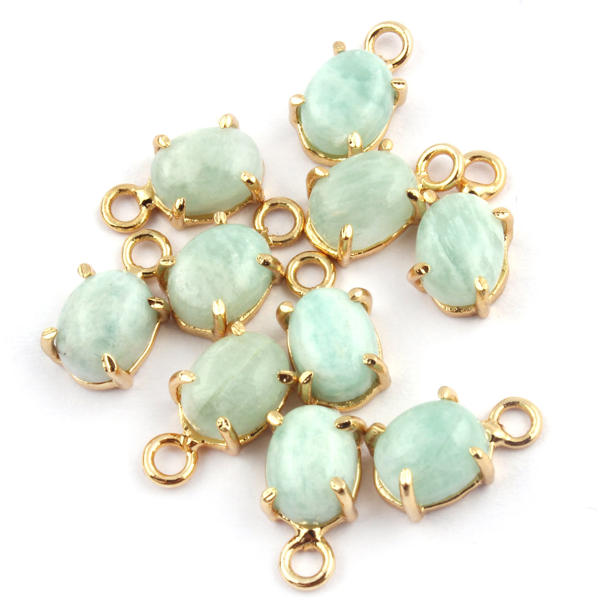Natural Amazonite Oval Gemstone Pendant Connector