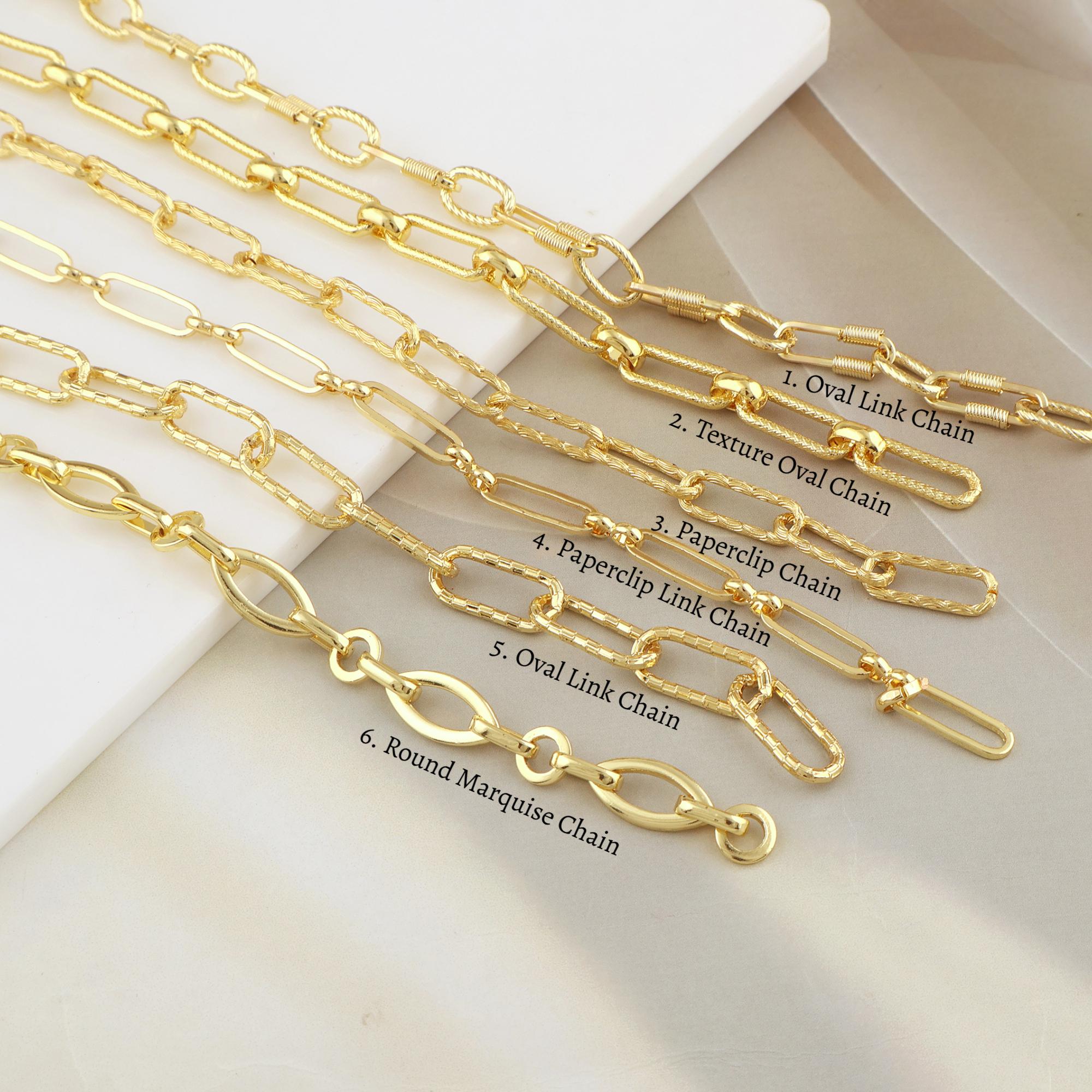 18k Gold Plated Oval Link Chain, Paperclip Chain Necklace