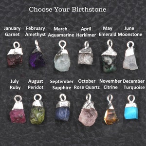 May include: A chart showing the birthstones for each month of the year. The chart includes the name of the month, the birthstone, and a small image of the birthstone. The birthstones are displayed in a row of 12 small silver pendants with a variety of colored gemstones.