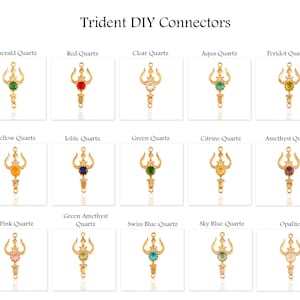 Hydro Quartz Trident Pendant Necklace Bracelet Making Connectors, DIY Trident Pendant Bracelet Necklace, Trident Finding Supplies