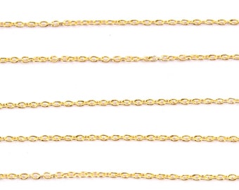 10 Feet Cable Chain, Necklace Making Chain, 1mm DIY Cable Chain, Gold Plated Chain, DIY Oval Chain, Link Chain For Making Jewelry Supplies