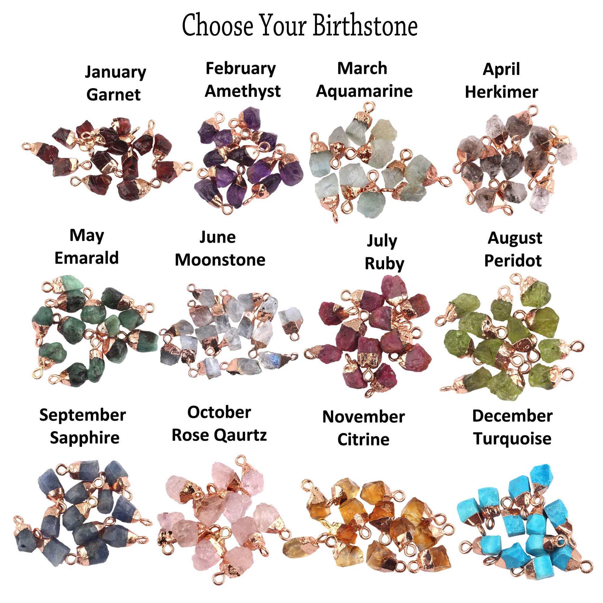 Raw Birthstone Gemstone Connectors