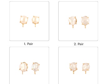 Natural Baroque Freshwater Pearl Studs: Prong Set Gold Plated DIY Earring Charms