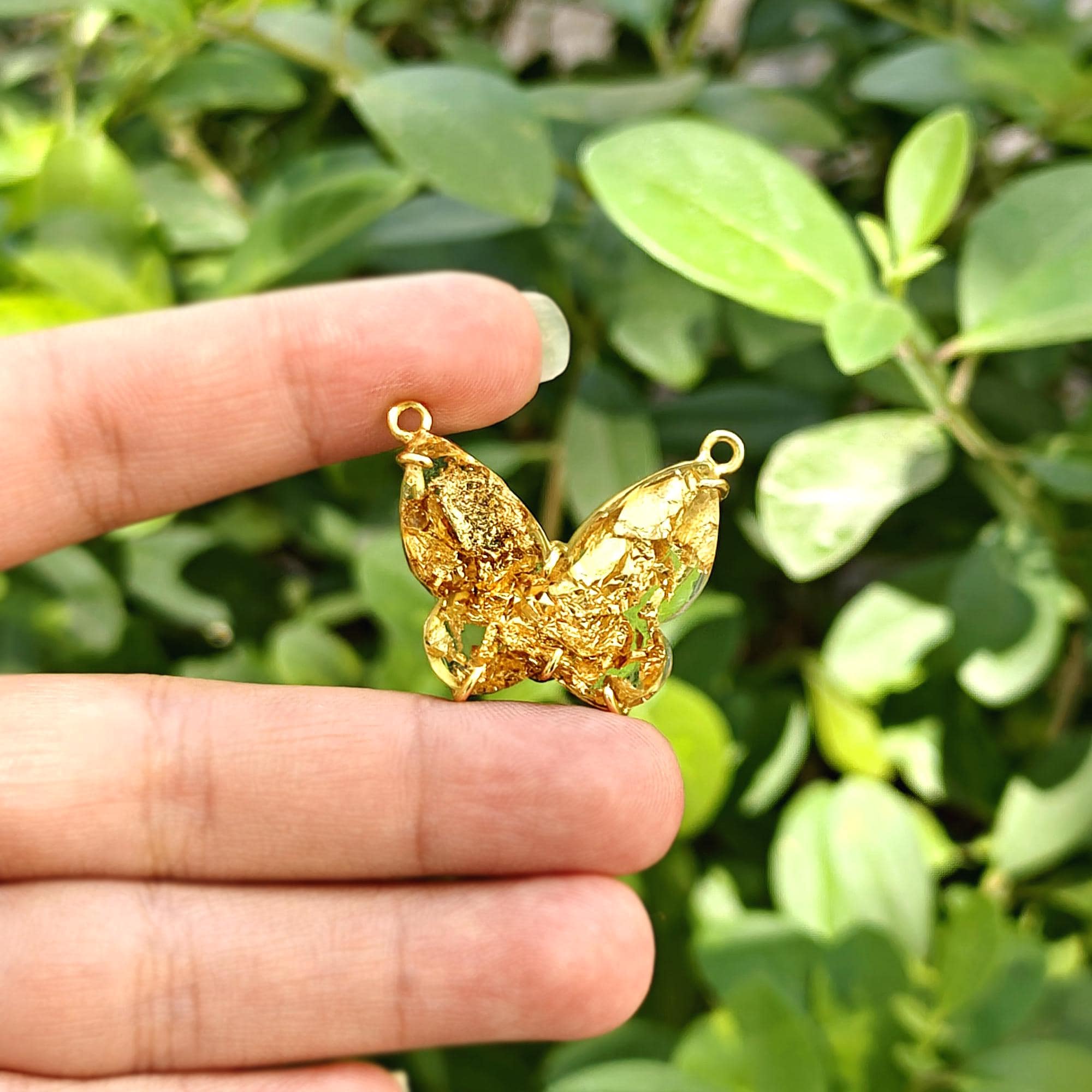 Butterfly Pendant Charm, Gold Plated Connector Necklace