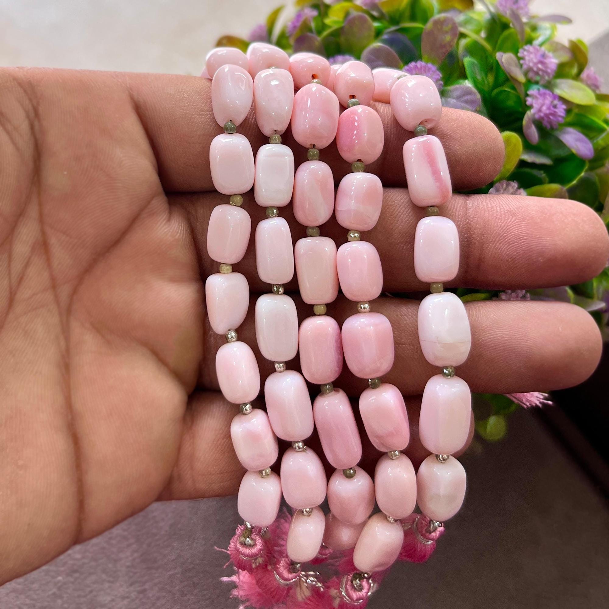 Pink Opal Tumble Beads Strand, Polished Gemstone Nuggets