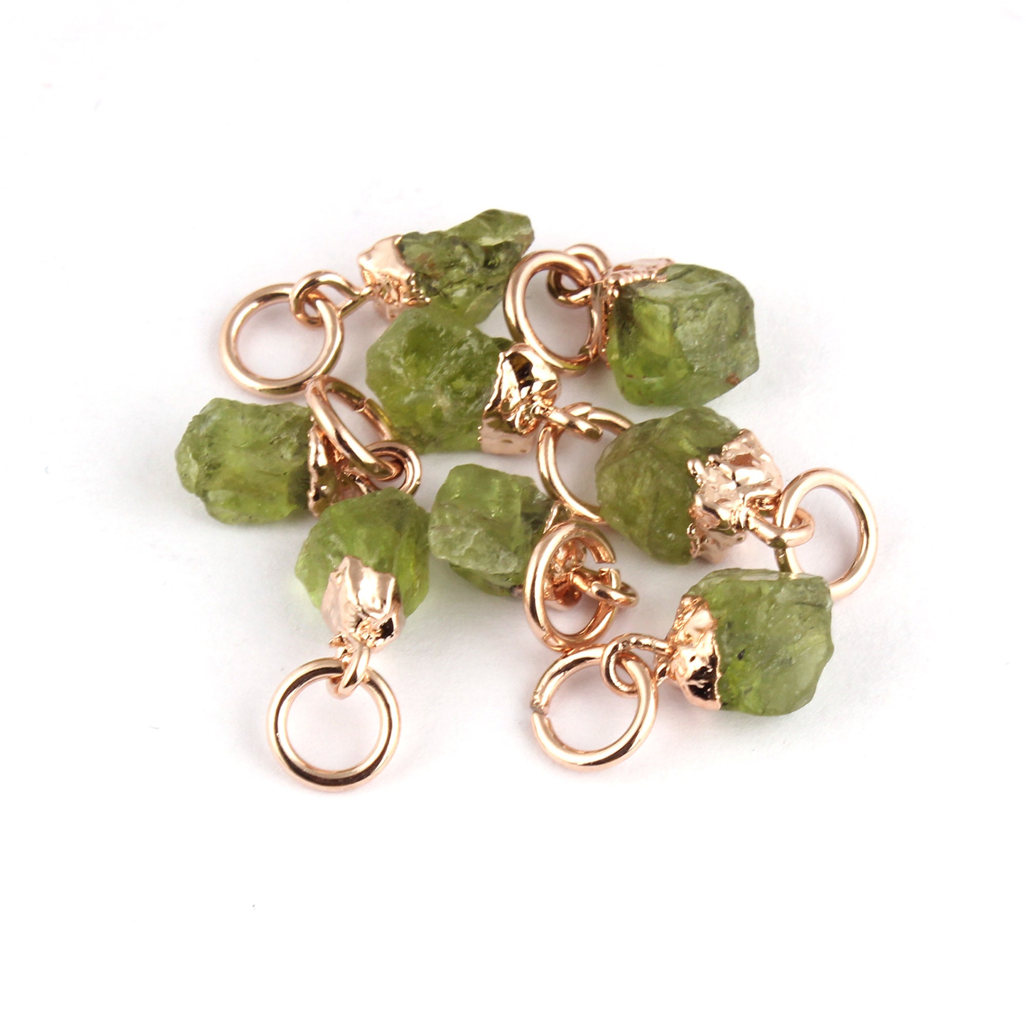 Raw Birthstone Pendant, Rose Gold Electroplated Crystal Single Bail Charm Connectors