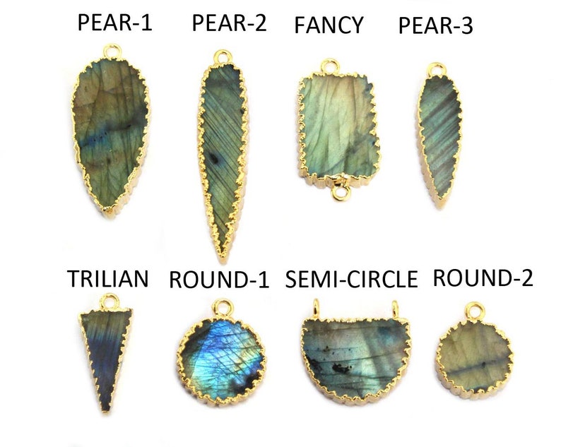 Natural Spectrolite Labradorite 24k Gold Plated Double Bail Gemstone Connector