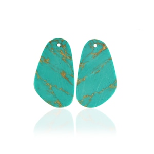 Mohave Green Copper Turquoise Drilled Loose Gemstone DIY Earrings Pairs, Lite Weight Pairs, Mojave Fancy Shape Copper Turquoise Pairs