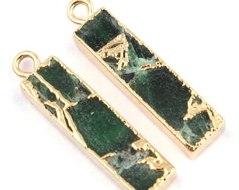 Compressed Gemstone, Bar Shape Earring, Mojave Copper Turquoise Gold Plated Earrings Pair Connectors, DIY Earring, Finding Jewelry Supplies