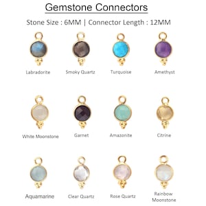 Tiny Round Gemstone Bezel Charms | 6 MM Round Gold Plated Single Bail Bezel Pendant Charm | Moonstone Labradorite Jewelry Finding Connectors