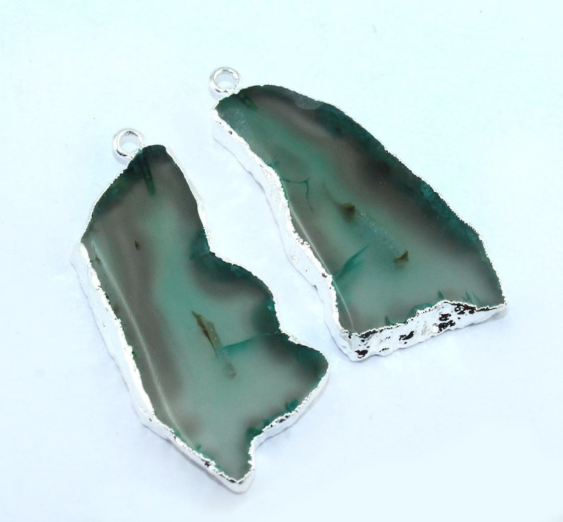 Rare Natural Geode Agate Slice Druzy Silver Electroplated Connectors Pairs For Making Earrings Gemstone Geode Connector Making DIY Jewelry