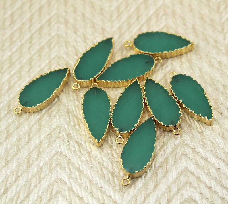 Wholesale LOT Of Hot Multi-Shapes Natural Aqua Chalcedony 24K Gold Electroplated Single /& Double Bail Gemstone Connector