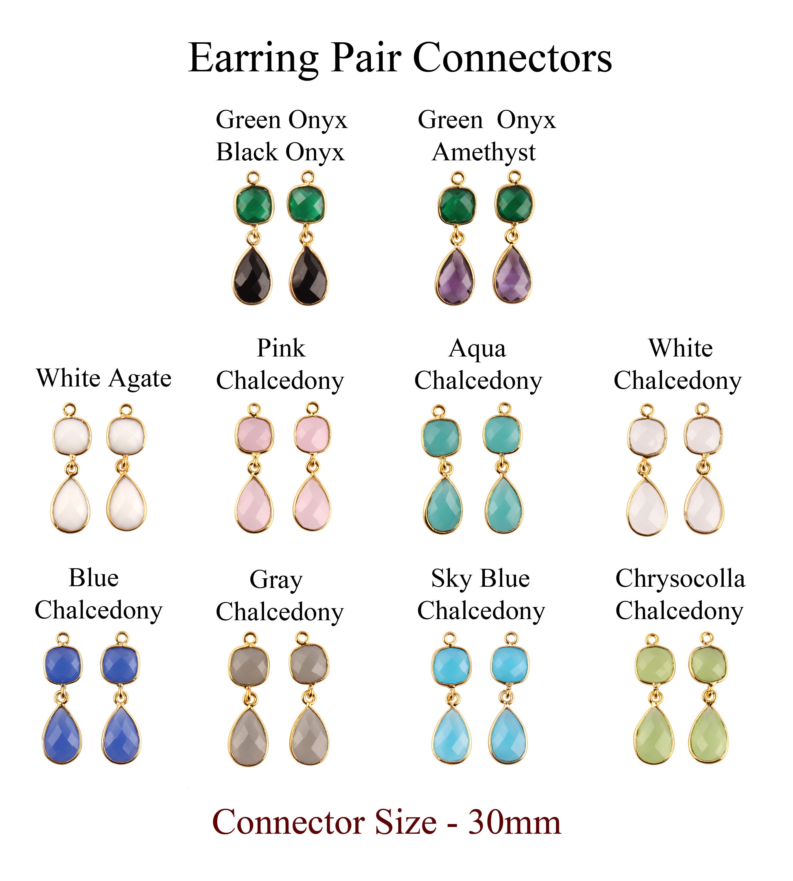Quartz Chalcedony Earring Connectors
