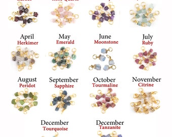 Roher Birthstone Anhänger Charms, Gold galvanisierter einzelner BH-Kristallanhänger, 8-10 mm Wählen Sie Birthstone Connectors für die Schmuckherstellung