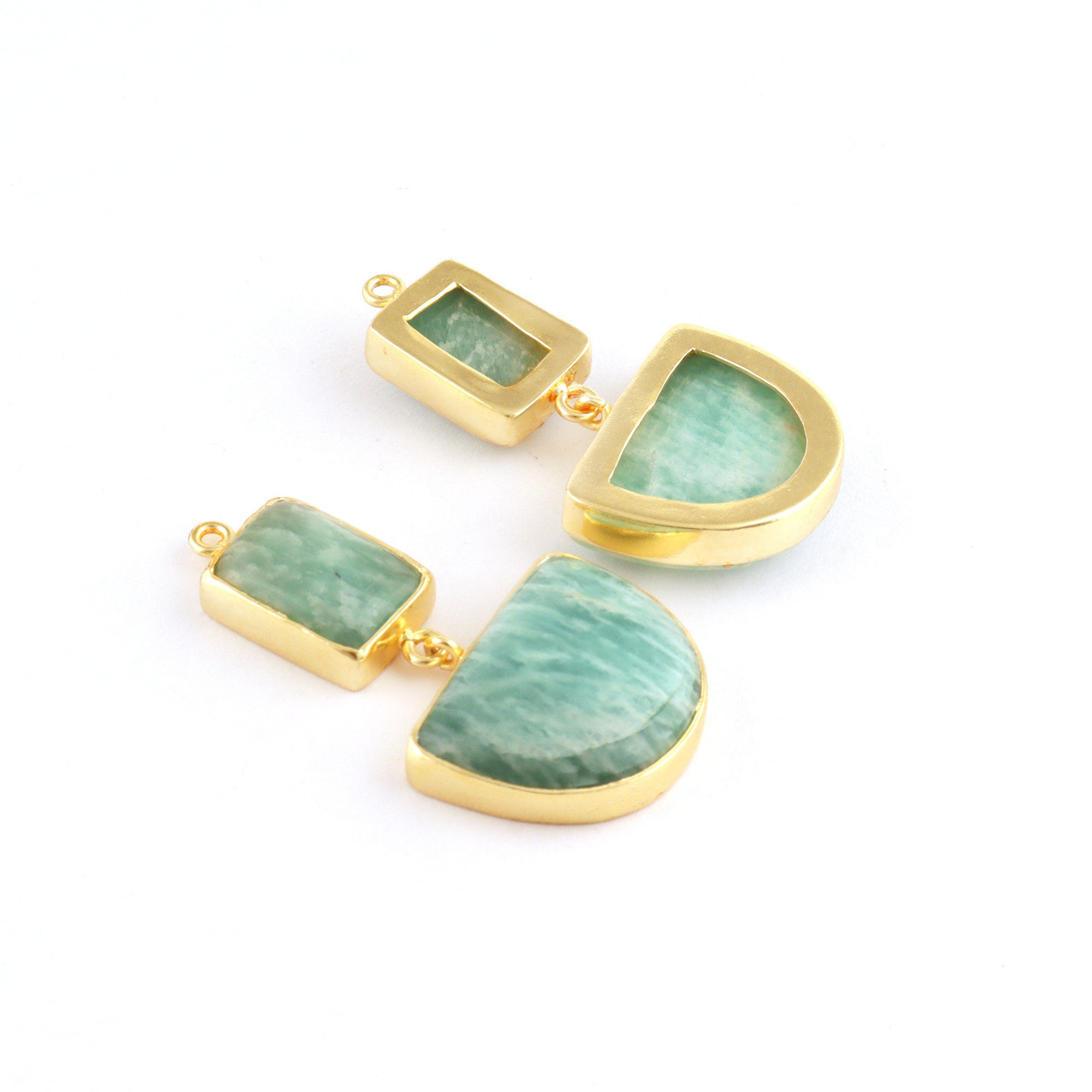 Natural Gemstone Earring Connectors, Rose Quartz, Amethyst