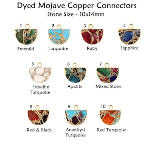 Mojave Copper Turquoise Pendant Connector: Gold Electroplated 10x14mm Semicircle Single Bail Jewlery Charms