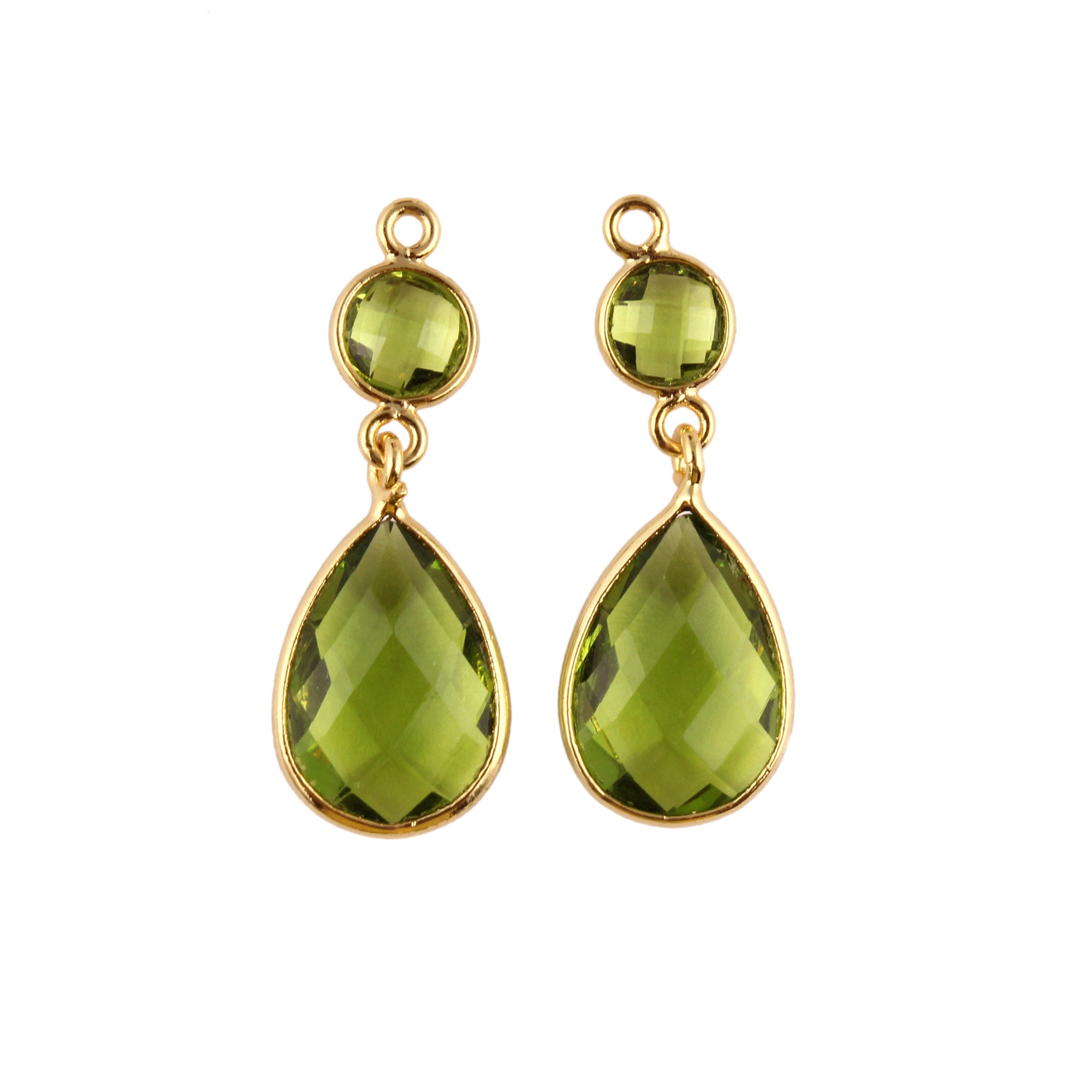 Checker Cut Hydro Quartz Earring Connectors, Round Pear Gemstone Dangle Jewelry