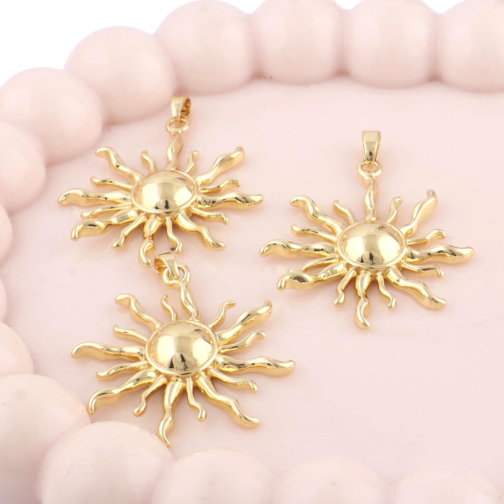 18K Gold Plated Sunburst Pendant Charm Celestial Jewelry Necklace