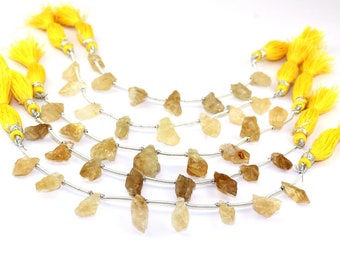 Perline di pietra preziosa di citrino grezzo: filo di pepite grezze forate (10-18 mm) 7/8 pezzi un filo intero