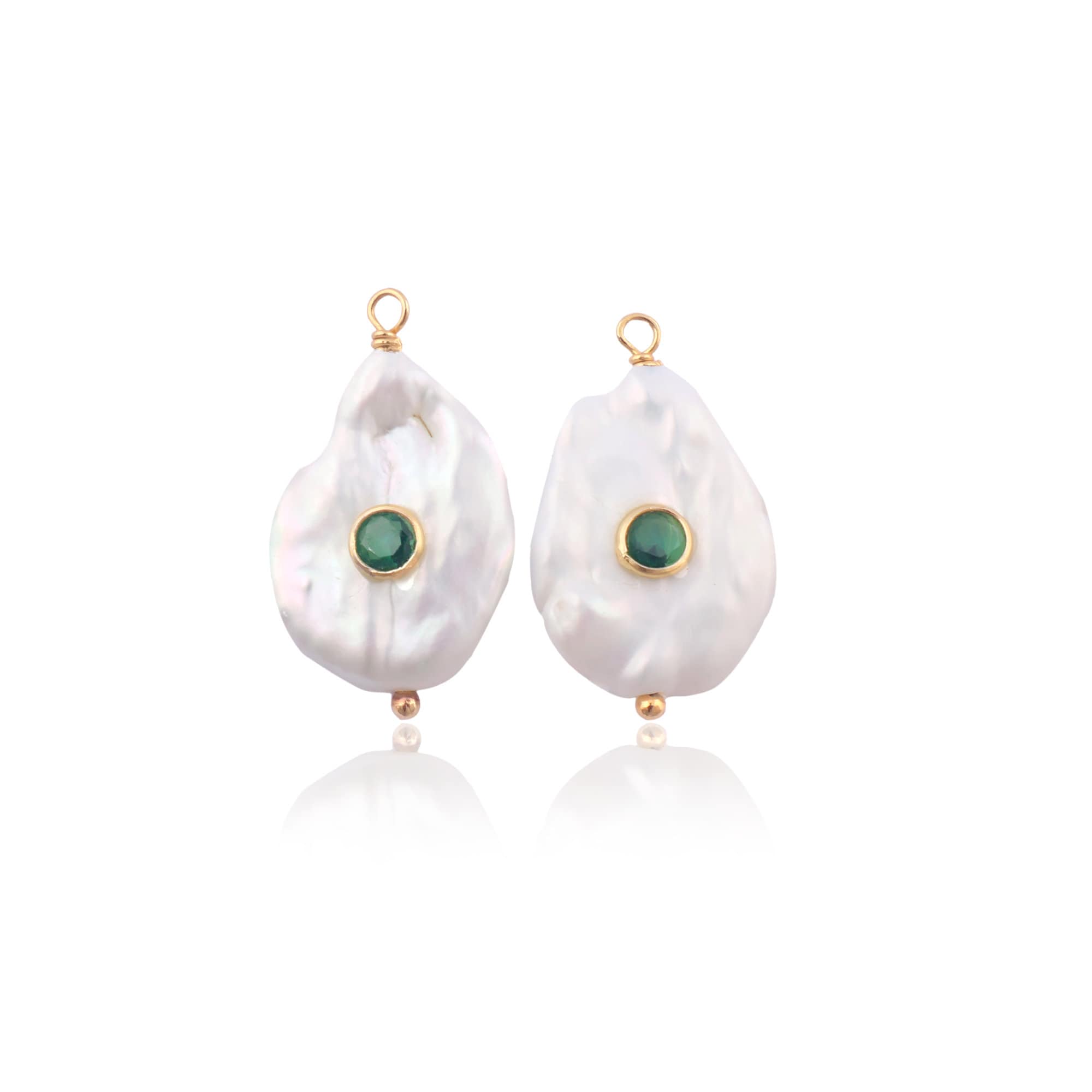 Natural Baroque Pearl & Quartz Earring Connectors Gold Wire Wrapped Jewelry