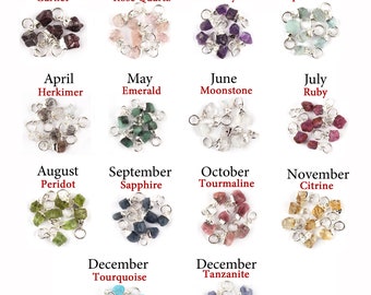 Roher Geburtsstein Anhänger Halskette Charms, Silber galvanisiert Einzel Öse Rough Stecker fügen Sie auf personalisiertes Geschenk 8-10 mm Birthstone