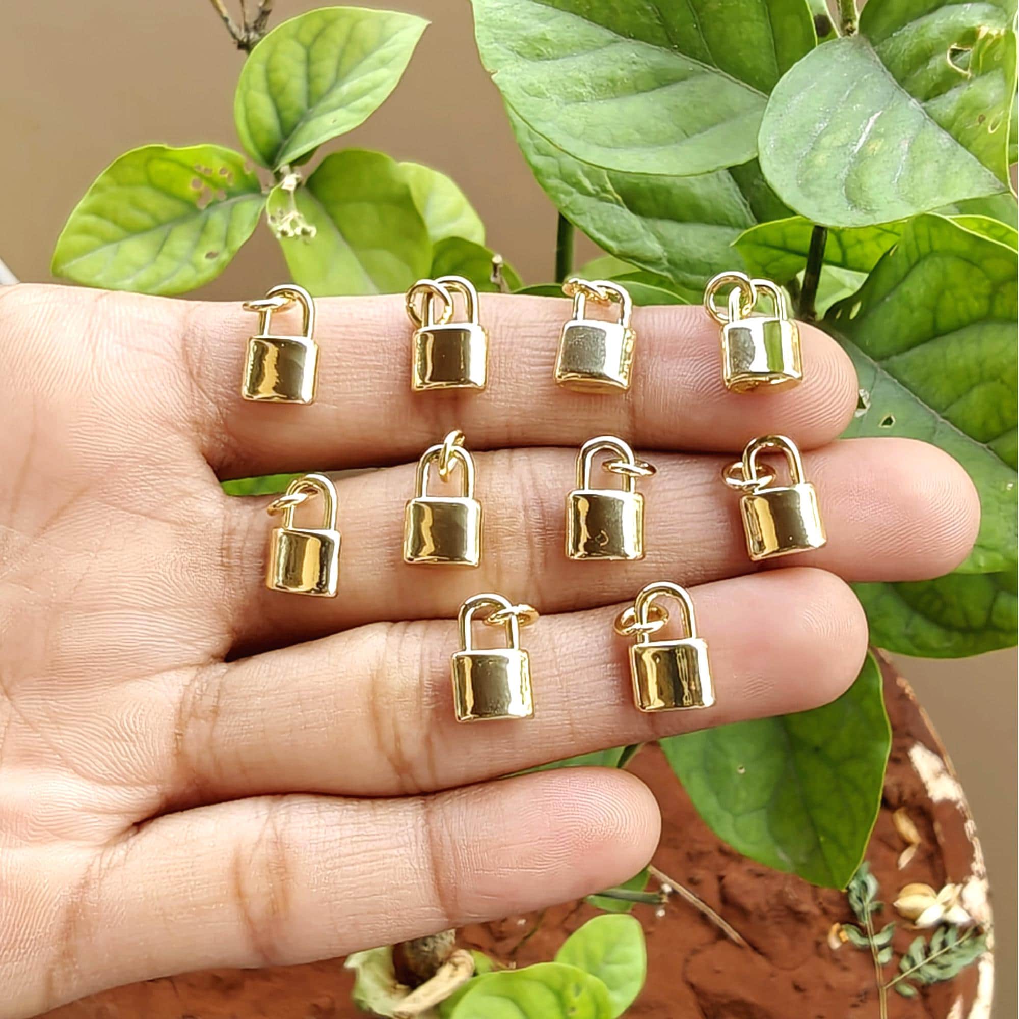 18k Gold Filled Pad Lock Pendant Charm, Minimalist Lock Necklace