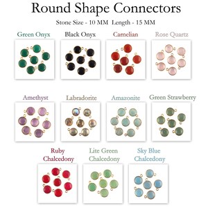 10mm Round Bezel Connectors, Birthstone Charms Gold Plated DIY Pendant, Choose Your favorite Color Smooth Polished Jewelry Making Gemstones