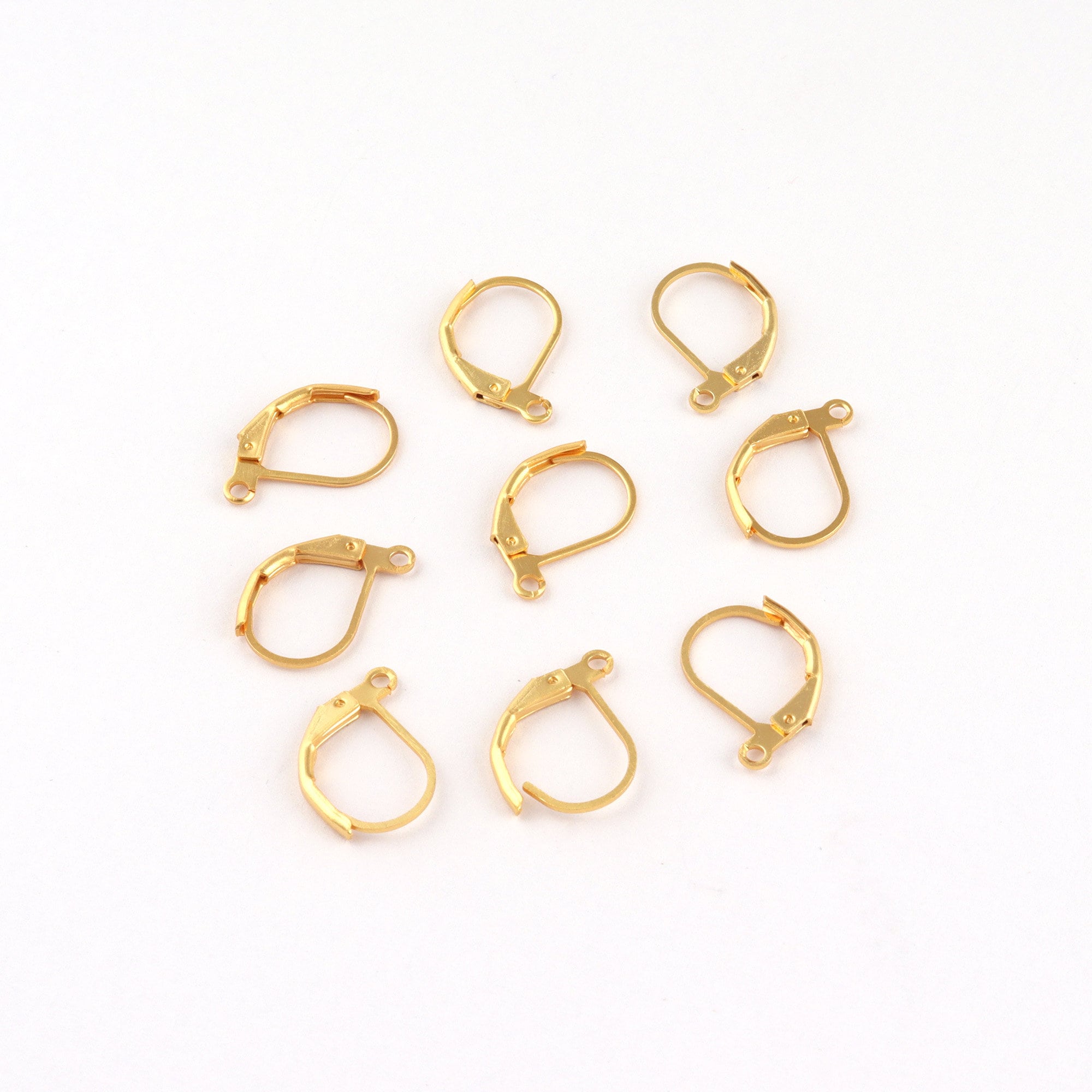 Gold Plated Brass Lever Back Hoop Earrings, 17mm French Earring Closure