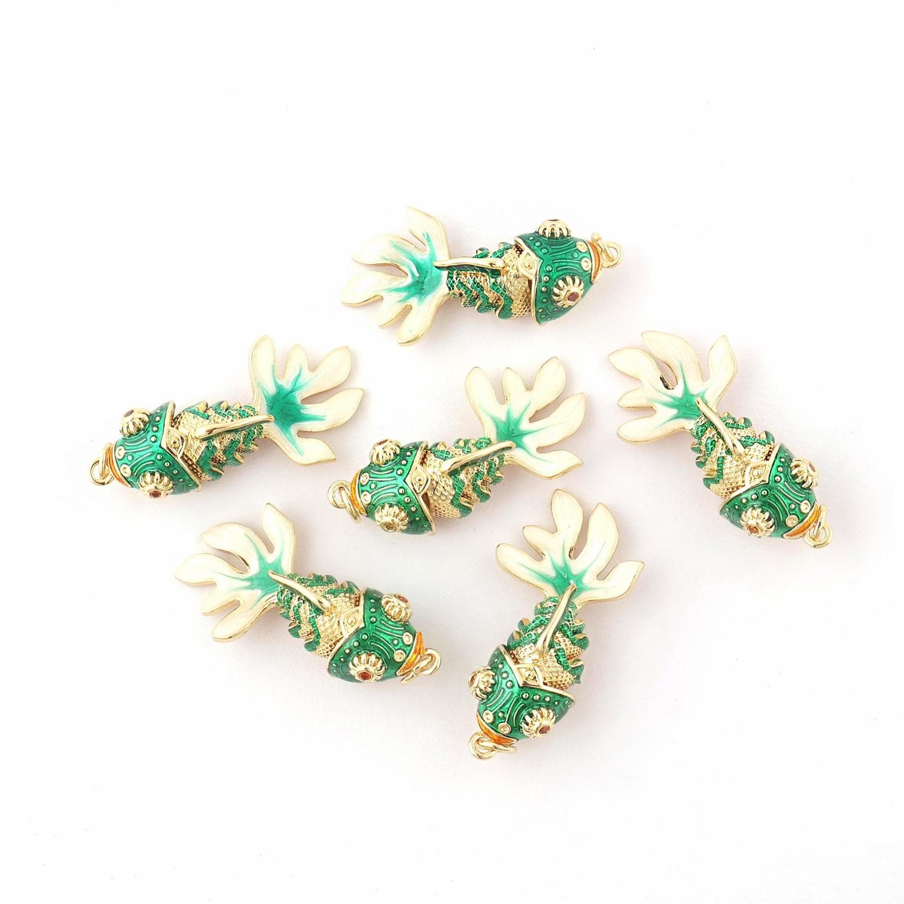 Green Cloisonne Enamel Koi Fish Pendant