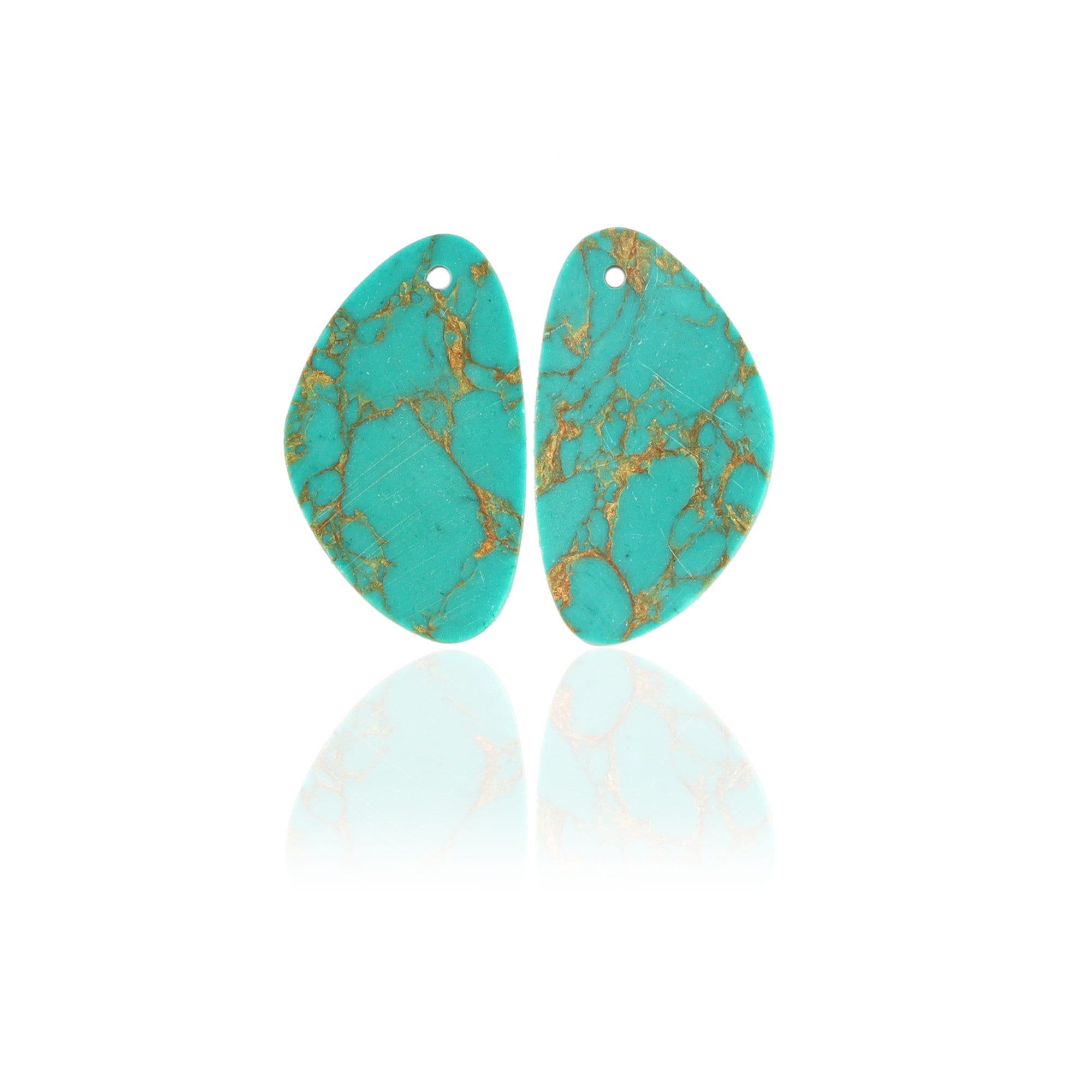 Mohave Green Copper Turquoise Gemstone Earring Pairs, Drilled Gemstone Matching Pair