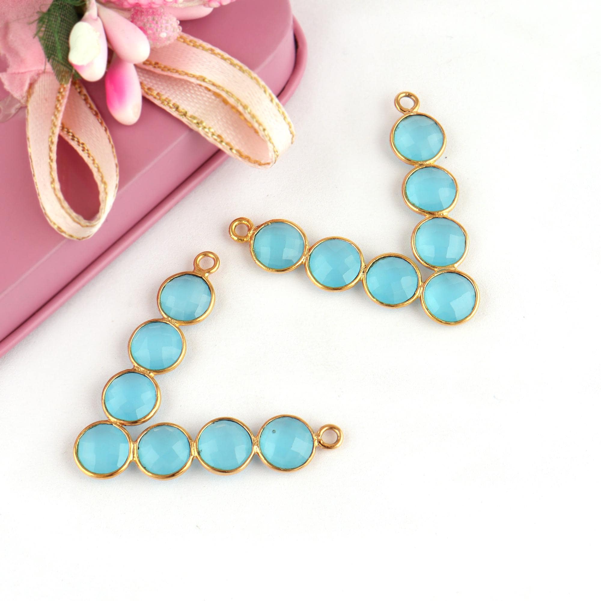 Chalcedony Gemstone Chandelier Earring Connectors
