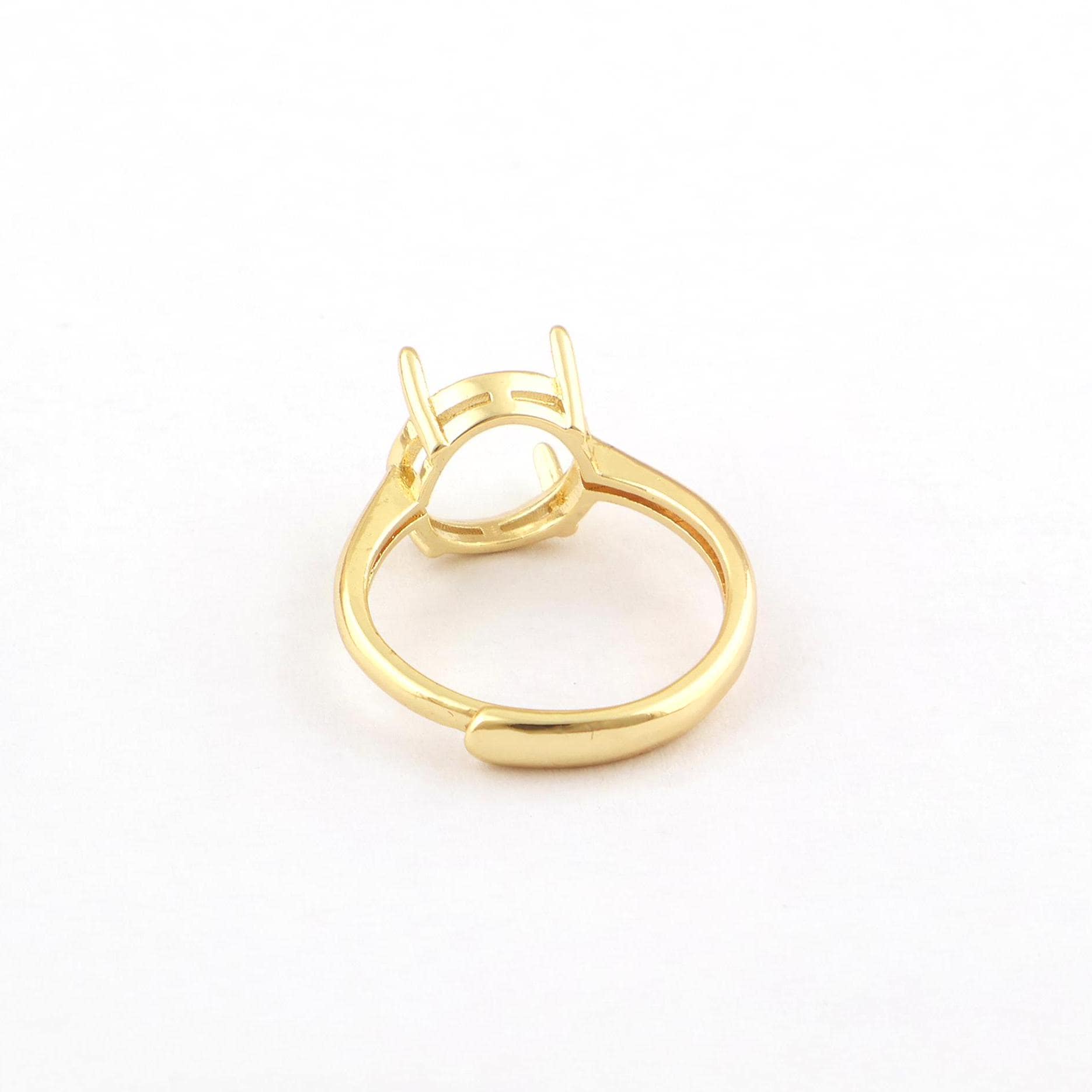 Brass Metal Semi Mount Ring without Stone Setting 8 mm Round Stone Ring