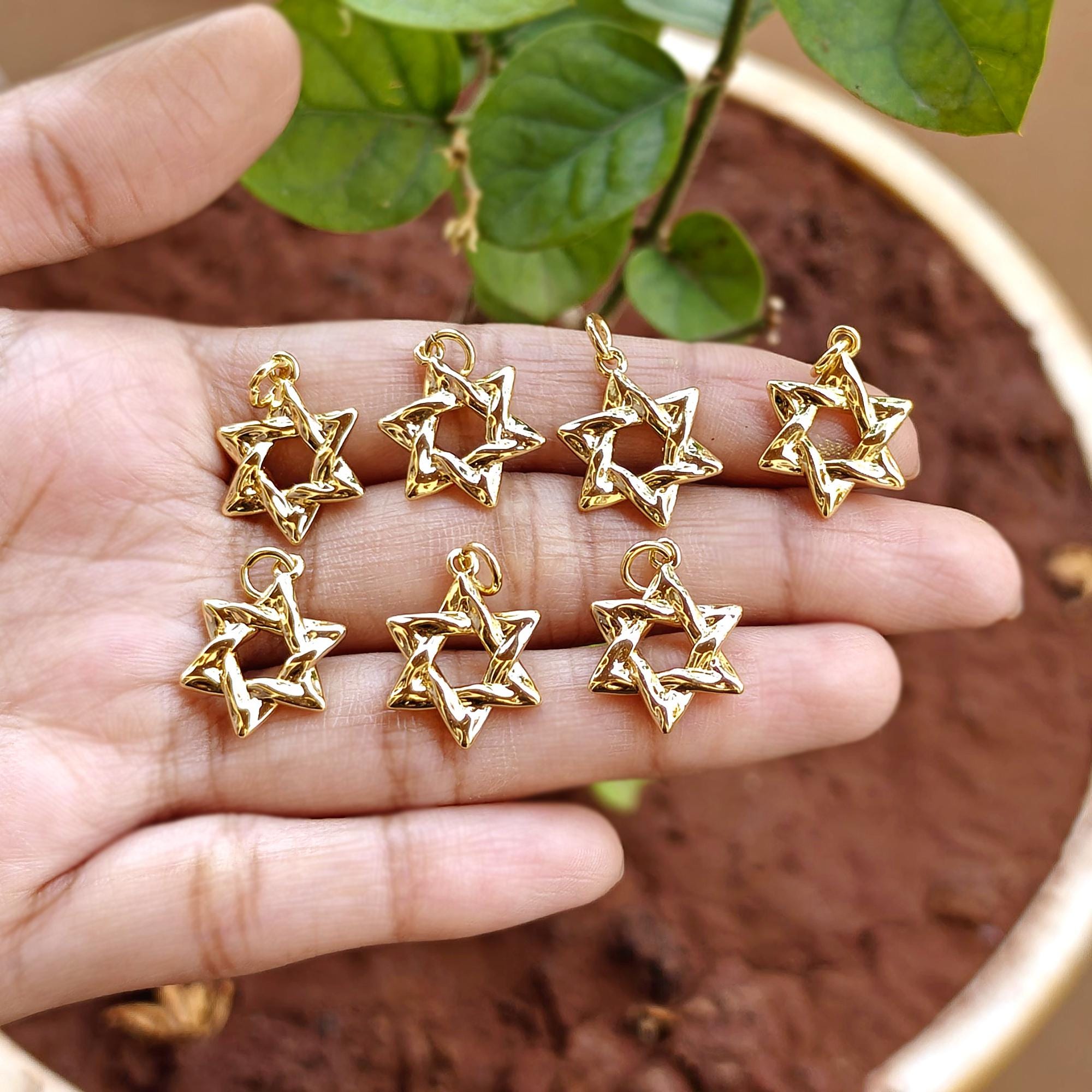 Gold Filled Star of David Pendant Charm, Necklace Connector